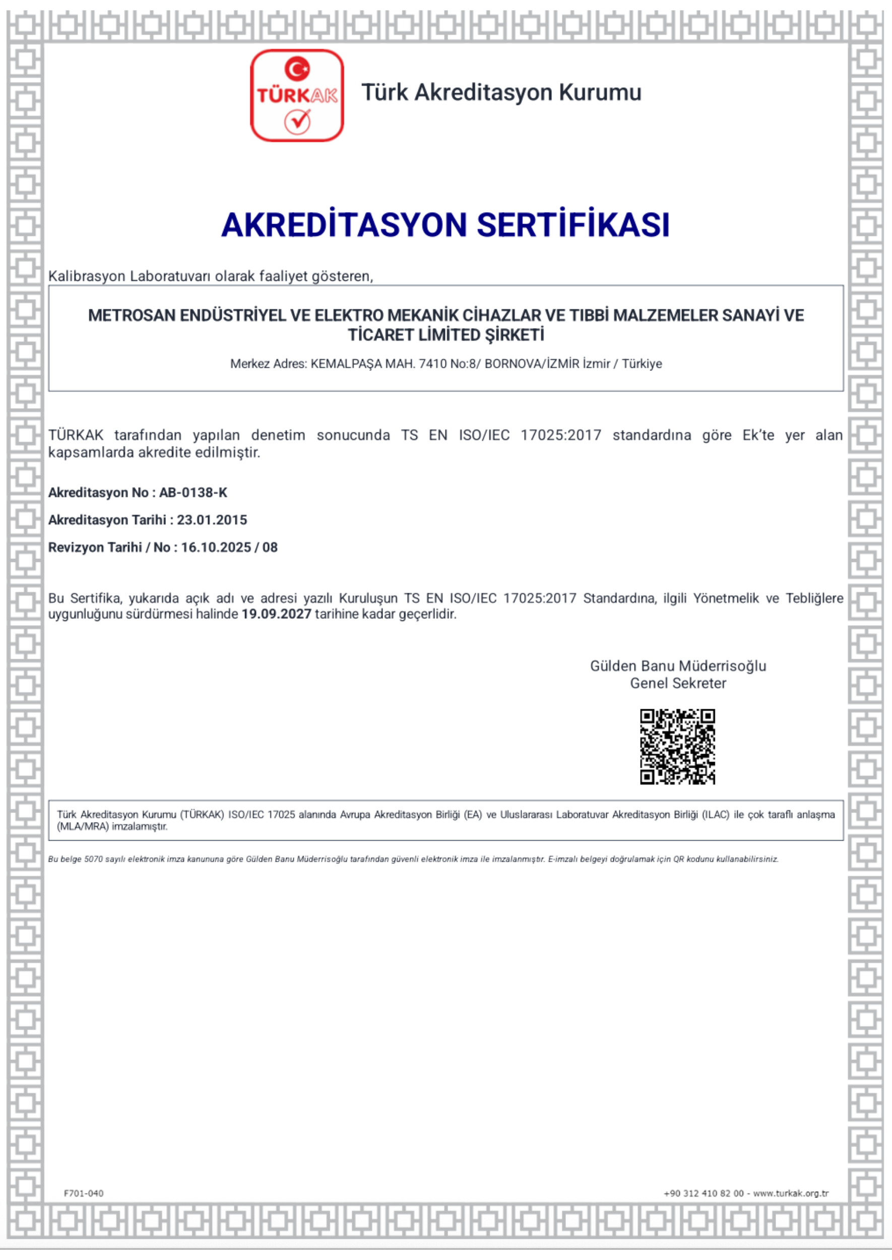 Akreditasyon Sertifikası<